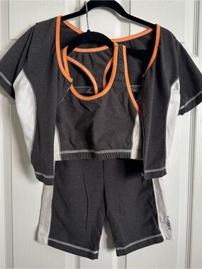 Danskin 1980s style Bike Shorts with Orange Trim